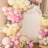 Pink And Yellow Balloon Arch, Pastel Light Pink Balloons Baby Pink Macaron Yellow Balloon Sand White Balloon Arch Kit For Birthday Baby Shower Bee Bear Theme Party Decoration