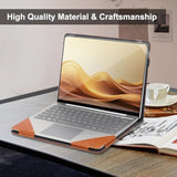 MOSISO Compatible with Microsoft Surface Laptop Go 3/2/1 12.4 inch 2023 2022 2020 Release (Models: 2013 & 1943), PU Leather Laptop Sleeve Carrying Case Portfolio Cover with Elastic Band, Brown