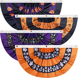 4PCS Halloween Bunting Flags 3x1.5ft Black Orange Outdoor Porch Garden Decor