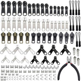 143 Pcs Zipper Repair Kit Zipper Replacement With Install Plier For Ba