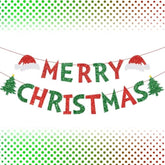 Glitter Red And Green Merry Christmas Banner - 18 Pcs Letter Shiny Sign For Xmas Party, Ceremonies, Holiday Decorations With Tree Hat