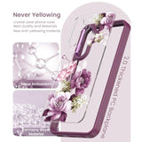 For Samsung Galaxy A25 5G Case+Tempered Glass Screen Protector,Military Grade Protective Slim Soft Tpu & Hard Pc,Girls Women Crystal Clear Flower Pattern Case Cover For A25 5G-Purple