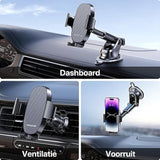 3-in-1 Universal Car Phone Holder - Dashboard, Vent, Windshield for iPhone & Galaxy
