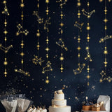 Glitter Celestial Party Decorations Constellation Birthday Decoration Star Garlands Witchy Backdrop Astrology Decor Zodiac Theme Banner Hanging Stars Streamer Galaxy Party Suppplies (Gold)