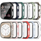 12 Pack Case For Apple Watch Series 9 8 7 45Mm Tempered Glass Screen Protector, All Round Full Hard Pc Leopard Pattern Cover Bumper For Iwatch 9 8 7 Accessories