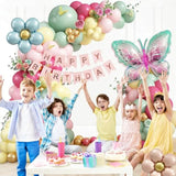 Spring Floral Butterfly Balloon Arch Kit,155Pcs Pastel Rose Red Yellow Pink Green Balloon Garland With 3D Stickers Daisy Butterfly Foil Balloons For Fairy Baby Shower Birthday Tea Party Decorations
