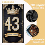 Happy 43St Birthday, Boys And Girls. Golden Black Crown Flag Background Decoration, Poster Background Photo, Booth Prop Decoration, Used For Birthday Parties, Wedding Anniversaries