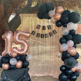 Rose Gold And Black Balloon Arch Kit, Metallic Rose Gold And Black Bal