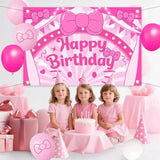 Cartoon Cat Theme Pink Balloon Arch Birthday Party Decorations Kit