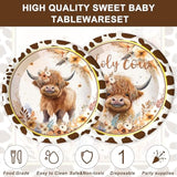 120Pcs Boho Highland Cow Party Supplies For Boys Girls Holy Cow Highland Themed Baby Shower Birthday Party Decorations Tableware Set Plates Napkins Cups Set For 20 Guests
