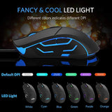 Wired Gaming Mouse, 5500 Dpi, Breathing Light, Ergonomic Game Usb Computer Mice Rgb Gamer Desktop Laptop Pc Gaming Mouse, 7 Colors Rgb Lighting, 6 Buttons For Windows 7/8 / 10, Black