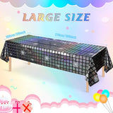 3 Pack Disco Tablecloth Party Decorations, Shiny Iridescent Disposable Laser Rectangle Table Covers, Silver Plastic Table Cloth For 70S Disco Birthday Theme Party Decorations, 39 X 108Inch