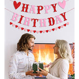 Valentine'S Day & Birthday Banner - Red & Pink Glitter, 3M Long, Pre-Assembled, Wall Mount