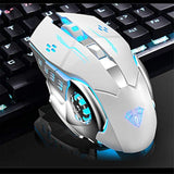 AULA SC100 Silent White Wireless Mouse Rechargeable, RGB LED Backlit, DPI Adjustable, 2.4G Wireless Optical Computer Gaming Mice with USB Receiver, Punk Cool Mouse for Office/Games