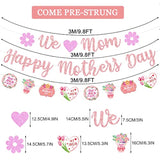Glittery We Love Mom Happy Mother'S Day Banner With Heart Flowers Rose Gold Mothers Day Garland Banner Best Mom Ever Mom'S Day Party Fireplace Mantle Decorations Mother'S Day Photo Booth Props