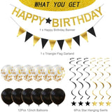 20pcs Gold Happy Birthday Banner Set with Garland, Balloons & Hanging Swirls Decor