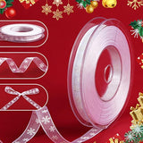 Christmas Ribbon 22Yards X 3/8Inch, Narrow White Snowflake Ribbon Chri