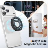 Magnetic Phone Ring Holder for MagSafe, Cell Phone Grip Stand Finger Ring for iPhone 17 16 15 14 13 12 Pro Max, Double Sided Magnet Kickstand
