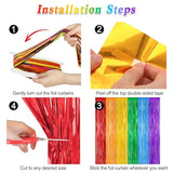 2 Pack 3.28x7.05 Ft Rainbow Tinsel Backdrop Curtains for Wedding/Birthday Party Decor