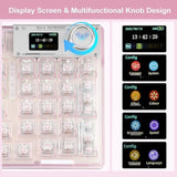 X Aula F98 Pro 95% Hot-Swappable Mechanical Keyboard β Transparent Keycaps, Rgb Backlit Gaming Keyboard, Tri-Mode Bt5.0/2.4G/Usb-C, Oled Display, 4000Mah Battery, Pink