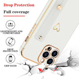 For Iphone 14 Pro Case For Women Girls, Bling Luxury Plated Bumper With Cute Love-Heart Design, Adjustable Hand Strap Stand, Raised Edges Shockproof Protection For Iphone 14 Pro - White