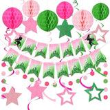 Pink And Green Party Decoration Princess And Witch Theme Birthday Party Accessories Pink And Green Happy Birthday Banner And Lively Star Party Decorations