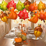 24PCS Fall Thanksgiving Balloons Maple Leaf Pine Cone Squirrel Party Decor