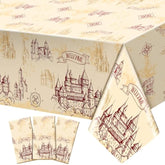 3 Pcs Wizard Tablecloth Decorations Wizard Party Plastic Table Cloth Disposable Vintage Castle Decor For Decoration Halloween Witch Party Supplies