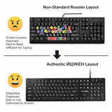 Russian Keyboard With English (Cyrillic),Non Fading Characters,12 Multimedia Keys Usb Interface,1.6M Line Length Suitable For Computer Laptop Pc,Full Size With Number Key,Plug And Play