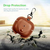 Leather Wireless Charging Case for Airpods 4th Generation with Keychain, Stylish Retro Design, Front LED Visible, Brown
