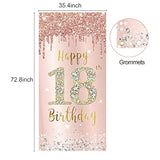 Happy 18Th Birthday Door Banner Backdrop Decorations For Girls, Pink R