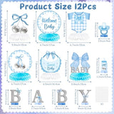Blue Bow Baby Party Honeycomb Centerpieces, Bow Coquette Baby Shower Table Decoration, Gender Reveal Party Supplies For Boys Girls Pregnancy Announcement Table Topper Birthday Display
