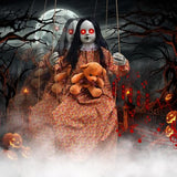 Scary Halloween Decorations Outdoor, 45-Inch Hanging Swinging Doll Girl