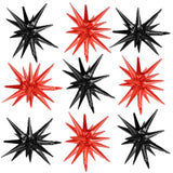 Black & Red Starburst Foil Balloons: Halloween Birthday Party Decor (9pcs)