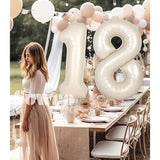 40 Inch Cream White Large 18 Number Balloons Big Foil Helium Number Balloons 0-9 Jumbo Happy 18Th Mylar Birthday Party Decorations For Boy Or Girl 81 Anniversary Party Supplies