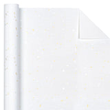 White Wrapping Paper Roll - Mini Roll - 17 Inch X 16.5 Feet - White Gold Design With Silky Touch Perfect For Birthday, Wedding, Baby Shower, Holiday