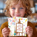Art Birthday Invitation Card For Boys Girls, Painting Themed Birthday Party Invites, 30 Cards & 30 Envelopes, 4X6 Inches, Double-Sided