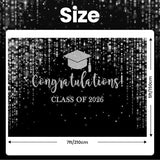Class of 2026 Backdrop Black Silver Glitter Bokeh Graduation Party Background 2026 Congrats Grad Prom Party Cake Table Decoration Photo Booth Props (7x5ft)