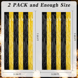 2 Pack Graduation Backdrop 3.28x7.05ft Black & Gold Foil Curtains