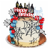 Spider/Web Cake Topper w/ Red/Black/Blue Balls for Boys Birthday/Baby Shower Decor