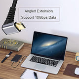 cablecc 10Gbps 100W Male to Female USB 3.1 USB-C Type C Up Down Angled Extension Data Cable with Sleeve for Laptop 2M