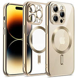JETech Soft Clear Case for iPhone 14 Pro 6.1-Inch, Camera Lens Full Protection, Compatible with MagSafe Wireless Charging, Shockproof Electroplated TPU Phone Cover (Gold)