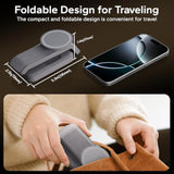3 In 1 Foldable Wireless Charging Station For Magsafe, Nightstand Magnetic Charger Stand For Iphone 16 15 14 13 Pro Max, Travel Charging Dock With Night Light For Apple Watch/Airpods (Gray)