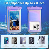 Floatable Waterproof Phone Pouch for iPhone, IP68 Dry Bag with Lanyard, Purple