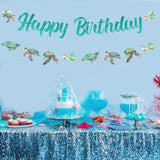 Turtle Birthday Decorations Banner, Sea Turtle Happy Birthday Banner Ocean Animal Turtle Garland For Boy Girl Under The Sea Ocean Theme Bday Party
