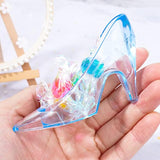 24 Pieces Mini Plastic Cinderella Slippers 3.5 Inch Glass Heels Princess For Wedding Birthday Party Table Favors Decoration (Blue)