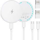 2 Pack 15W Magnetic Wireless Charger Pad with 4.2FT USB C Cables for iPhone AirPods