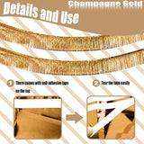 6 Pack 10 Feet Champagne Gold Foil Fringe Garland Metallic Tinsel Streamers Banner Wall Hanging Backdrop Banner For Parade Floats, Thanksgiving, Christmas, Birthday, Halloween Party Decorations
