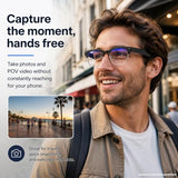 AI Smart Camera Glasses with Blue Light Lenses, 8MP Hands-Free POV Photo & Video Recording, Object Recognition & Translation, Open-Ear Bluetooth