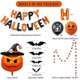 Halloween Balloon Decoration Set - Happy Hallowmas Foils, Skeleton, Spider & Bat Party Décor